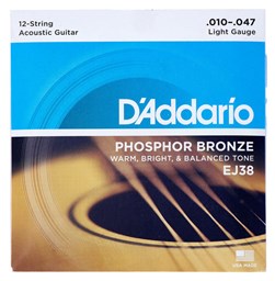 Mostrar informações para Jogo Cordas para Guitarra Acústica 12 Cordas D'Addario EJ38 Imagem de Jogo Cordas para Guitarra Acústica 12 Cordas D'Addario EJ38