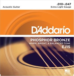 Mostrar informações para Jogo Cordas para Guitarra Acústica D'Addario .010 Phosphor Bronze EJ15 Imagem de Jogo Cordas para Guitarra Acústica D'Addario .010 Phosphor Bronze EJ15