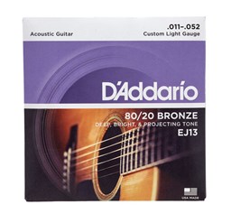 Mostrar informações para Jogo Cordas para Guitarra Acústica D'Addario .011 80/20 Bronze EJ13 Imagem de Jogo Cordas para Guitarra Acústica D'Addario .011 80/20 Bronze EJ13