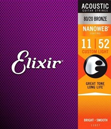 Mostrar informações para Jogo Cordas para Guitarra Acústica Elixir .011 80/20 Bronze 11027 Imagem de Jogo Cordas para Guitarra Acústica Elixir .011 80/20 Bronze 11027