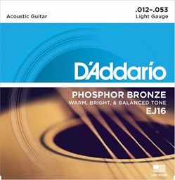 Mostrar informações para Jogo Cordas para Guitarra Acústica D'Addario .012 Phosphor Bronze EJ16 Imagem de Jogo Cordas para Guitarra Acústica D'Addario .012 Phosphor Bronze EJ16