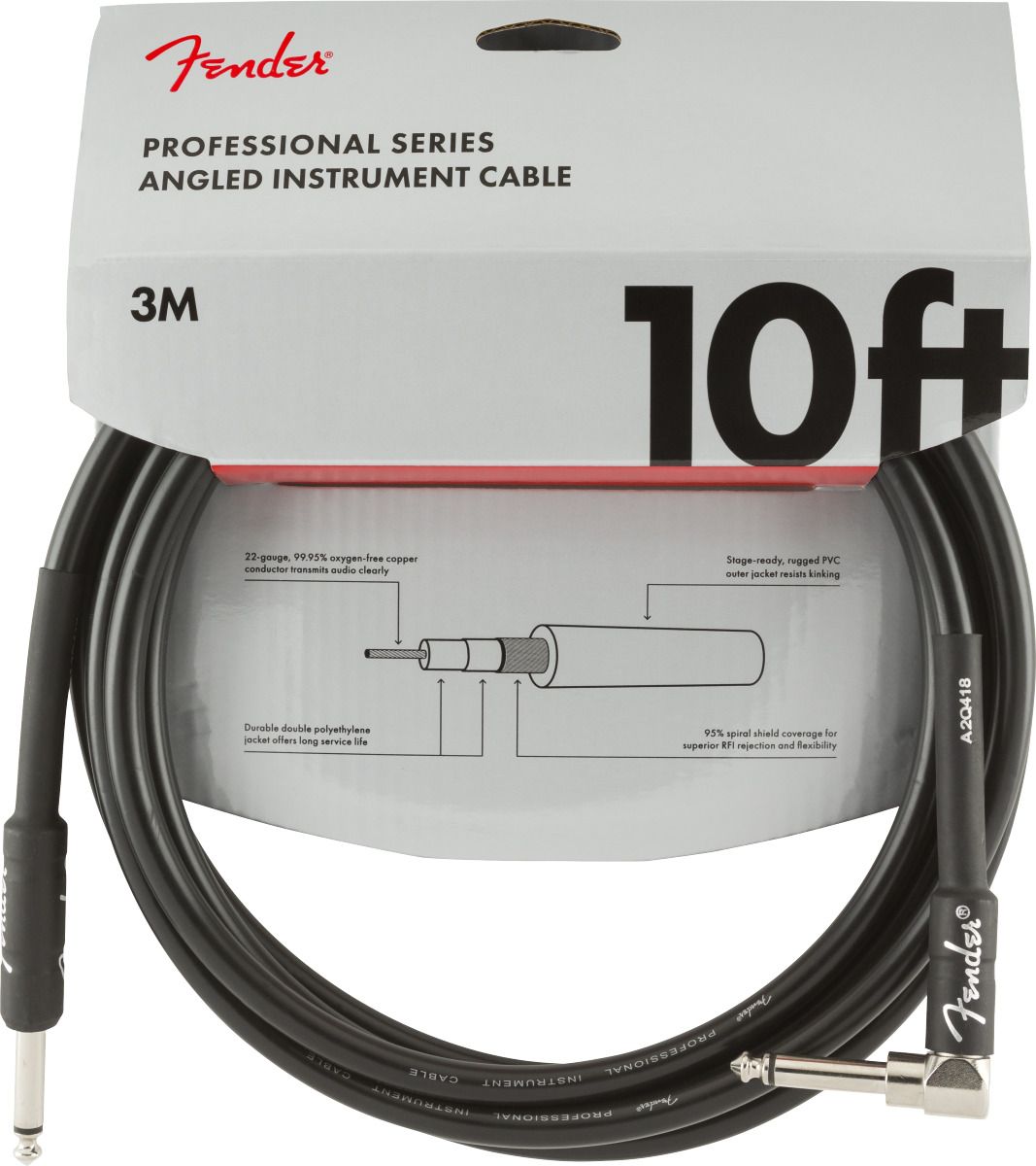 Imagem de Cabo Jack Fender Professional Series Angled Black 3mt. 099-0820-025