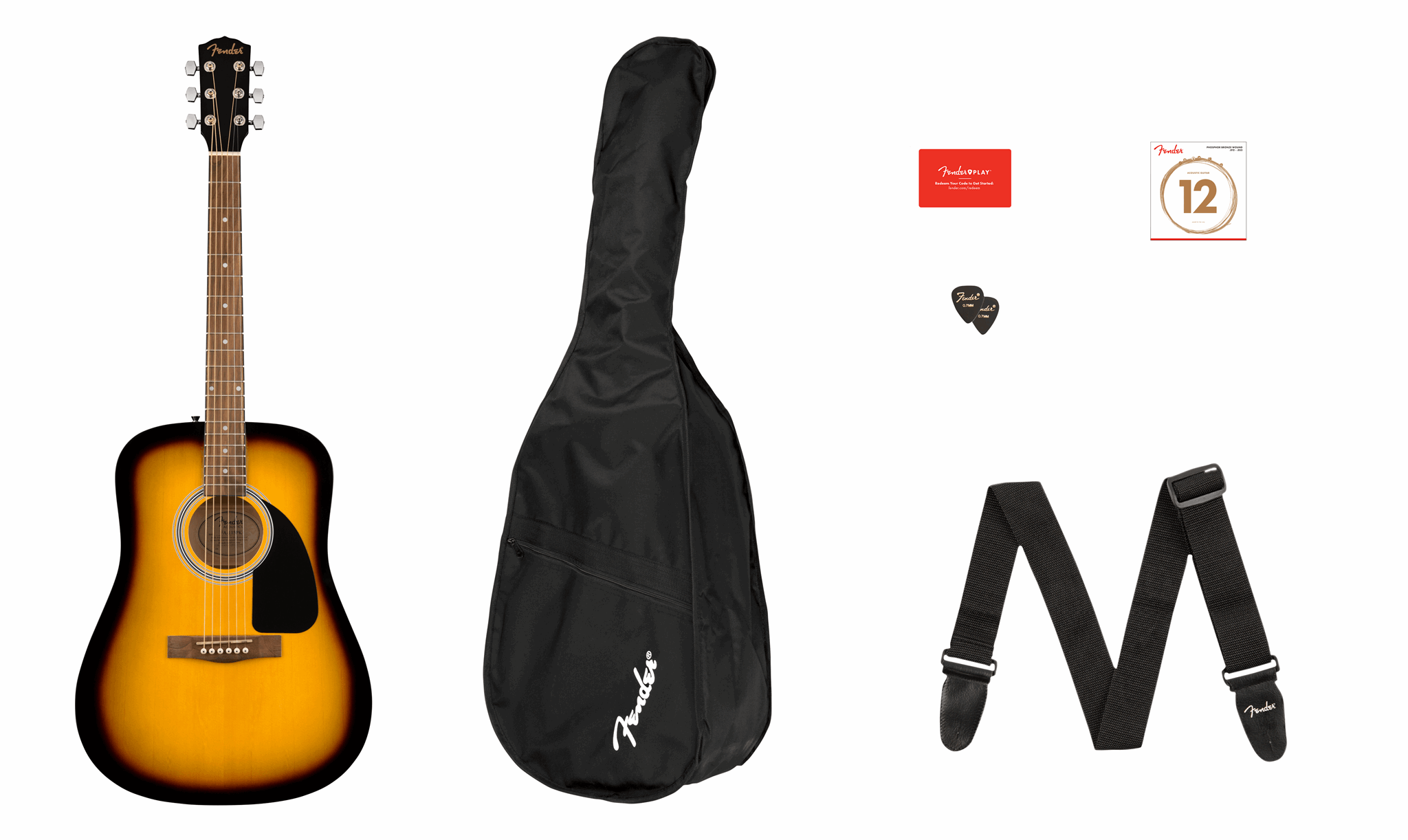Imagem de Guitarra Acústica Dreadnought Fender FA-115 II Sunburst c/ Saco