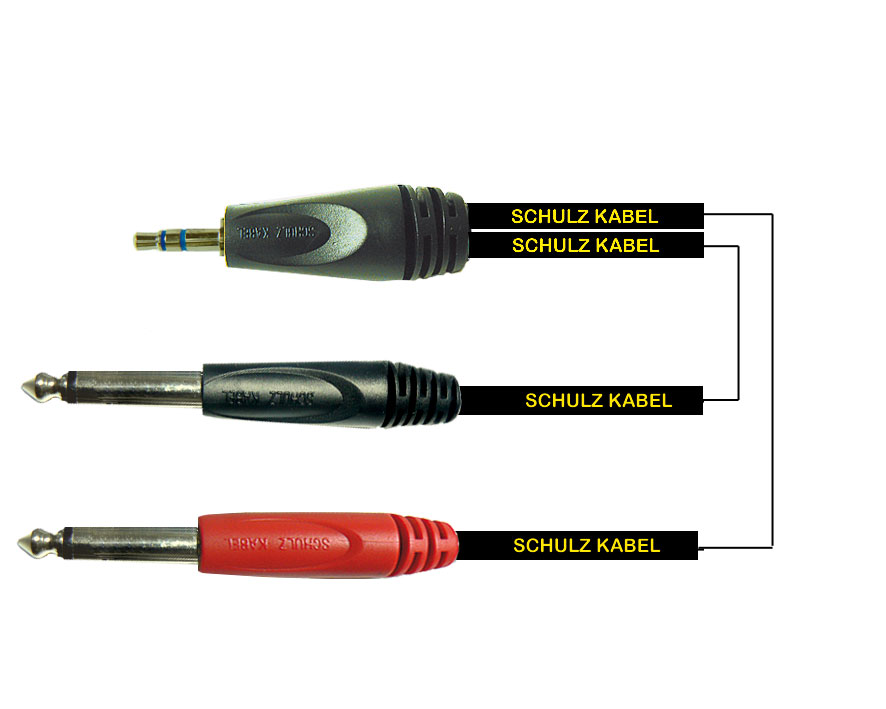 Imagem de Cabo Jack 3,5mm Stereo Macho/2x Jack 6,3mm Mono Macho Schulz Kabel MS6 6mt.