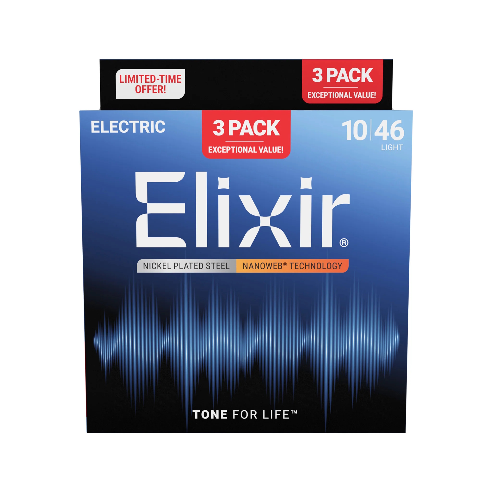 Imagem de 3 Pack Jogo Cordas para Guitarra Elétrica Elixir .010 16567