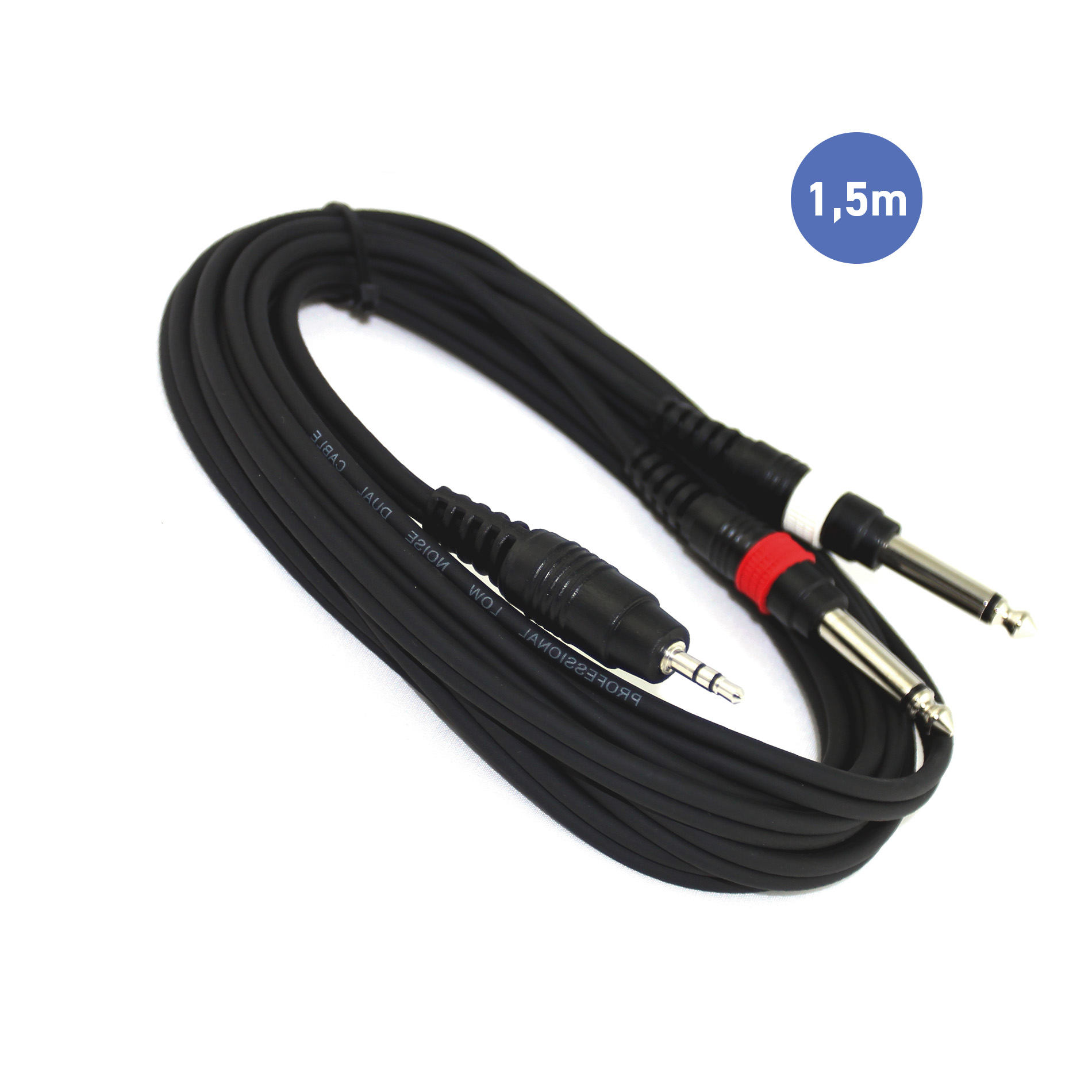 Imagem de Cabo 2x Jack 6,3mm Macho Mono / Jack 3,5mm Macho Stereo Power Acoustics CAB2064-1.5M