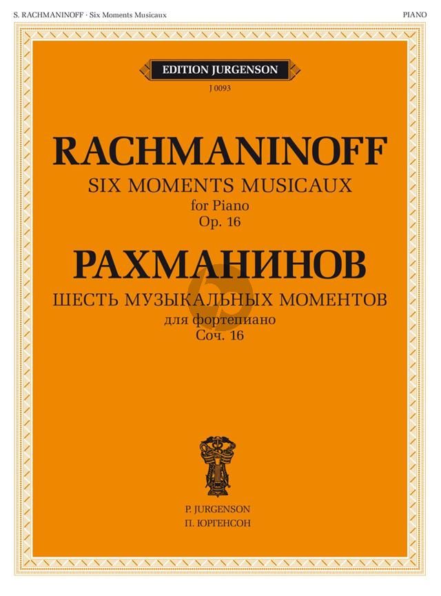 Imagem de Livro Rachmaninoff Six Moments Musicaux for Piano Op. 16 Edition Jurgenson